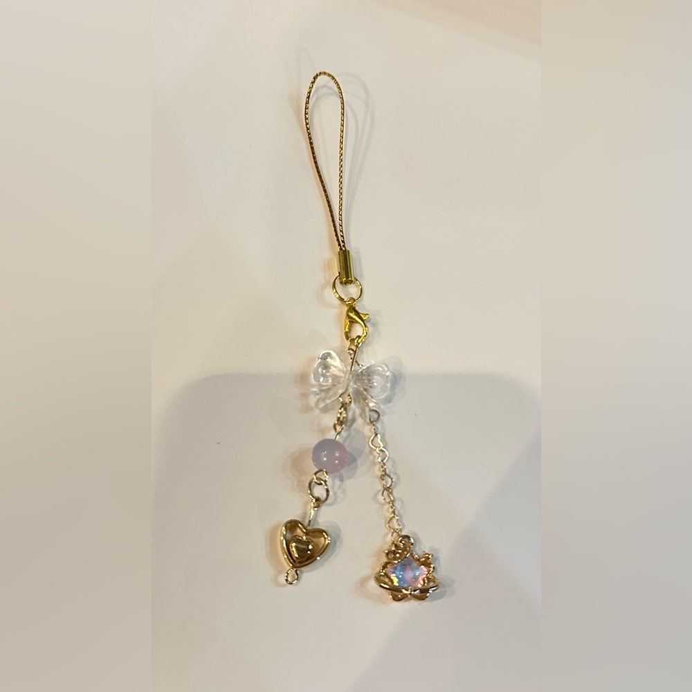 Handmade star and gold phone charm/keychain